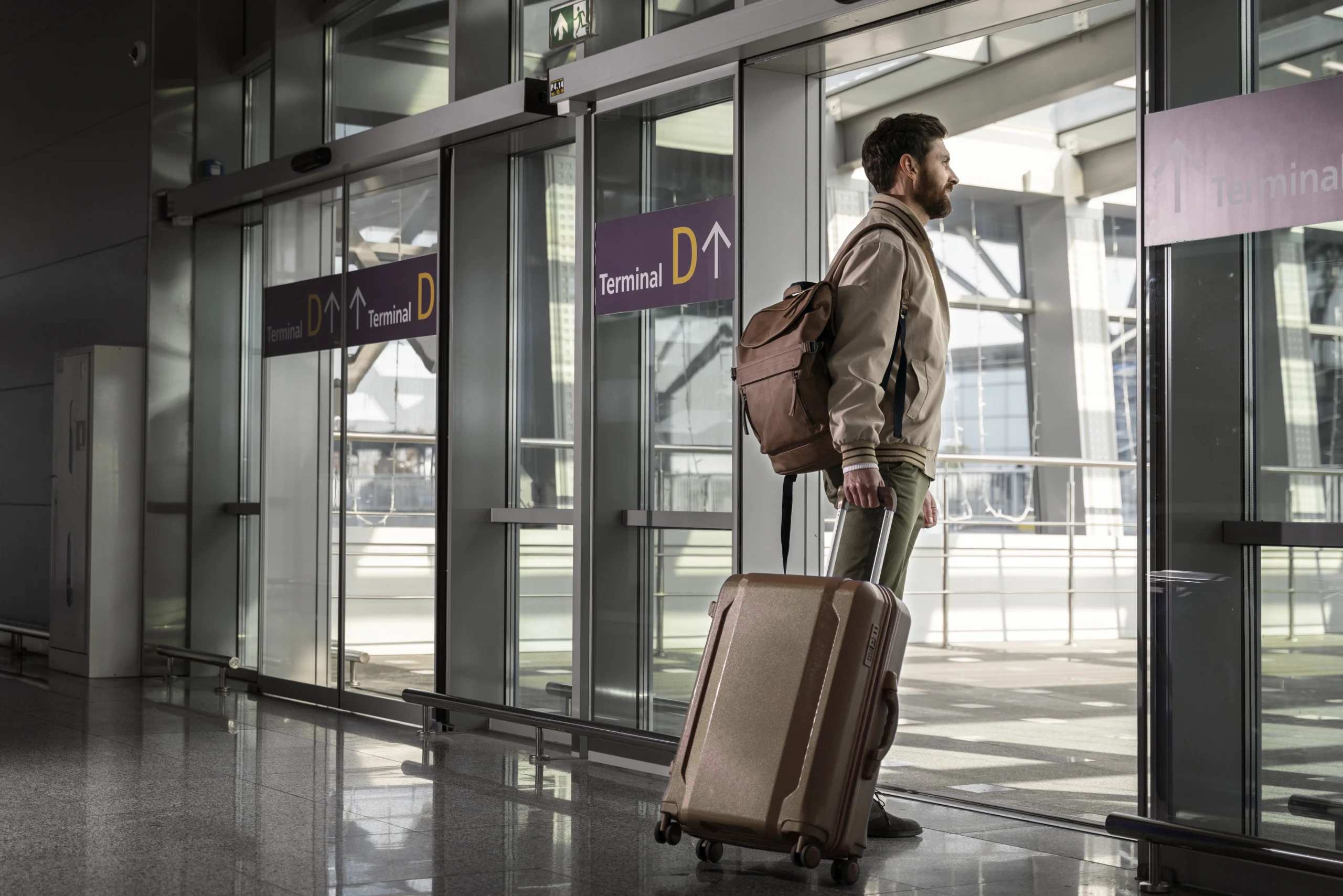 pasajero en una terminal para coger su vuelo